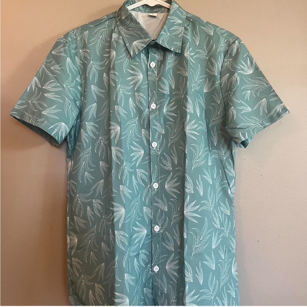 Green Short Sleeve Button Down